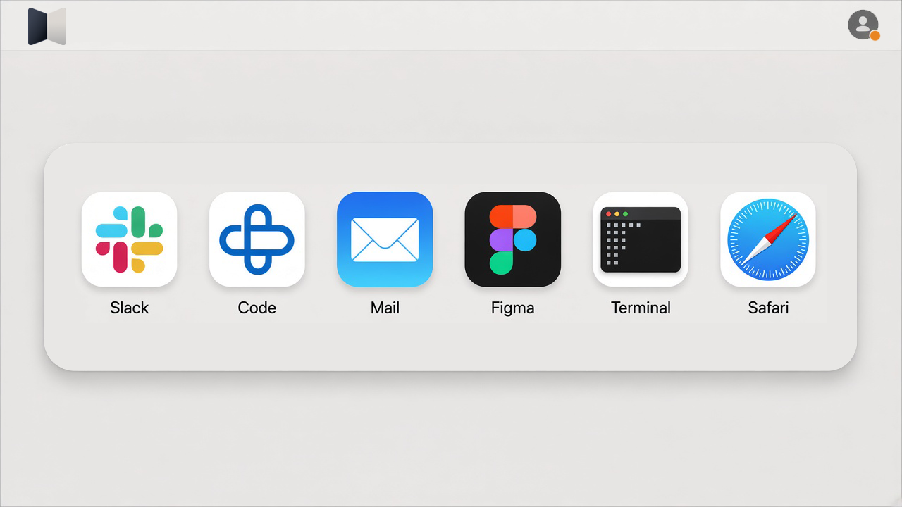 ⌘ Tab switcher with apps filtered to the active Work profile